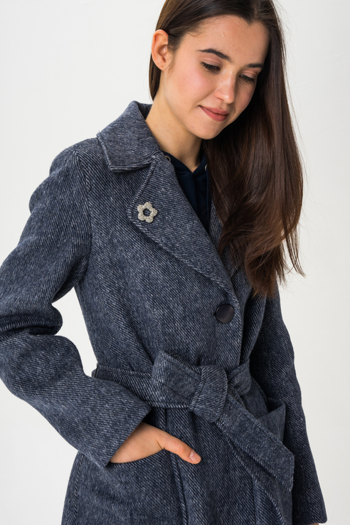 Пальто женское ElectraStyle 3-6040-317 синее 44 RU
