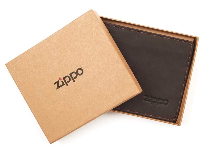 Портмоне Zippo, цвет коричневый, натуральная кожа, 11?1,2?10 см