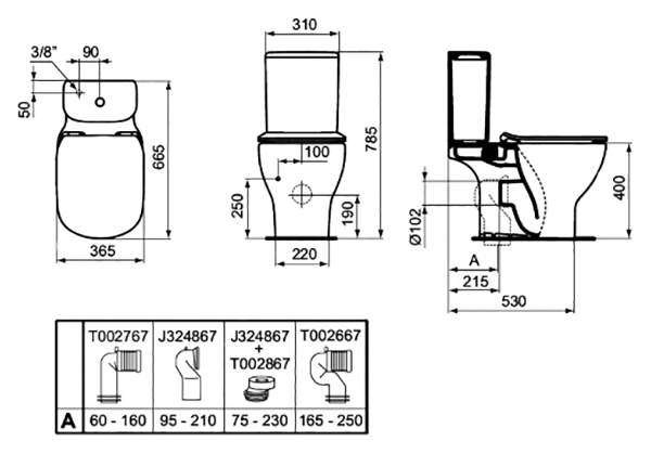 Унитаз без бачка IDEAL STANDARD AquaBlade T008701 белый