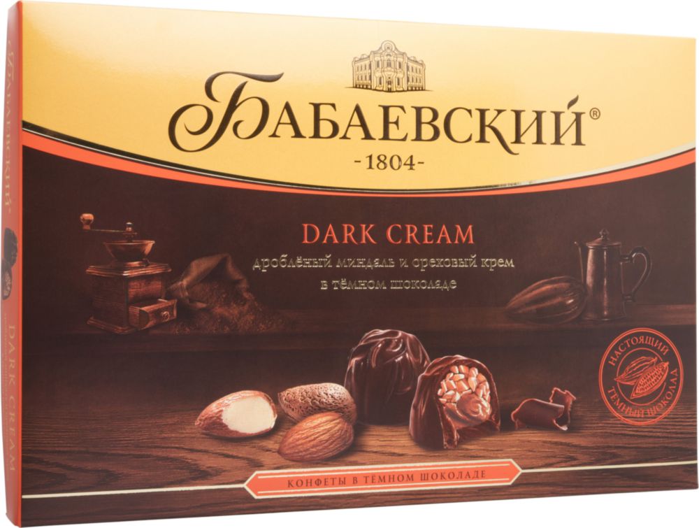 Набор конфет Dark Cream дробленый миндаль и ореховый крем в темном шоколаде 200 г