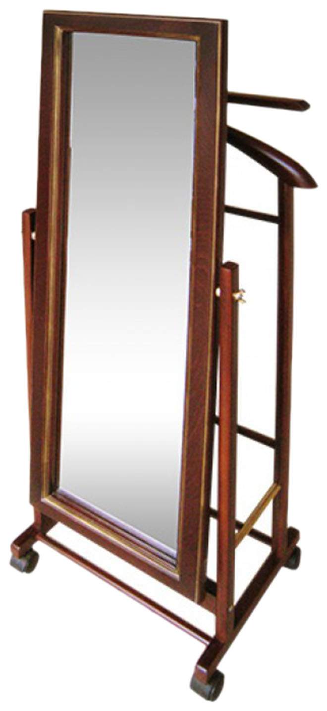 Вешалка напольная Мебелик Флорена В 24Н Костюмная с зеркалом на колесах Средне-коричневый