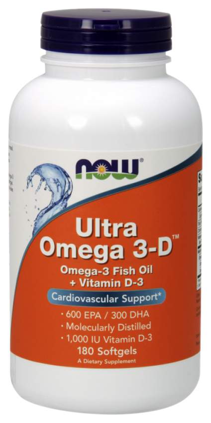 Omega-3 NOW Ultra Omega-3D 600 Epa/300 Dha + Vit D-3 180 капс.