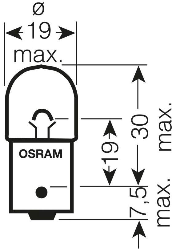 Лампа накаливания автомобильная OSRAM 12V R5W BA15s (5007ULT-02B)