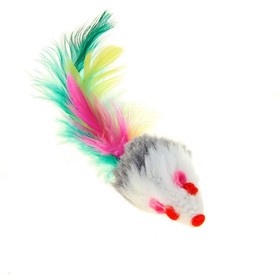 Погремушка для кошек Nobby Мышка с перьями, разноцветный, 5 см, 140 шт