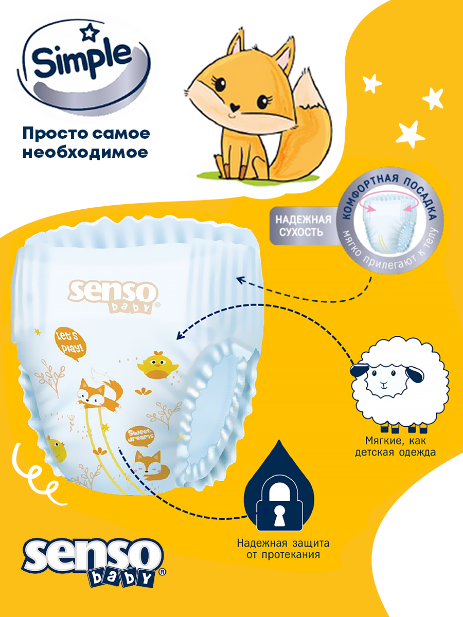 Отзывы о трусики для детей SENSO BABY SIMPLE 5XL junior (12-17кг) 38шт -  отзывы покупателей на Мегамаркет | подгузники-трусики 132863 - 600008742507