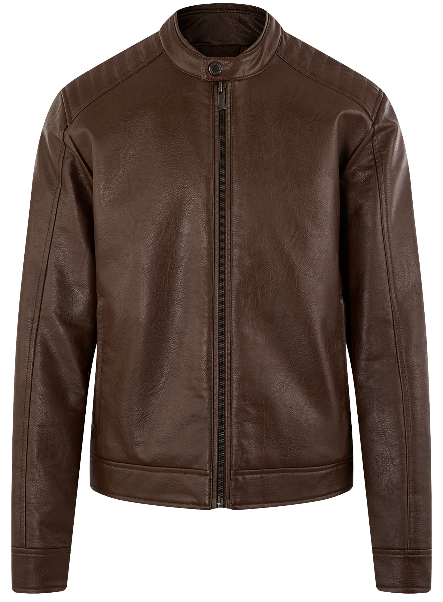 Кожаная куртка мужская oodji 1L521001M коричневая 2XL