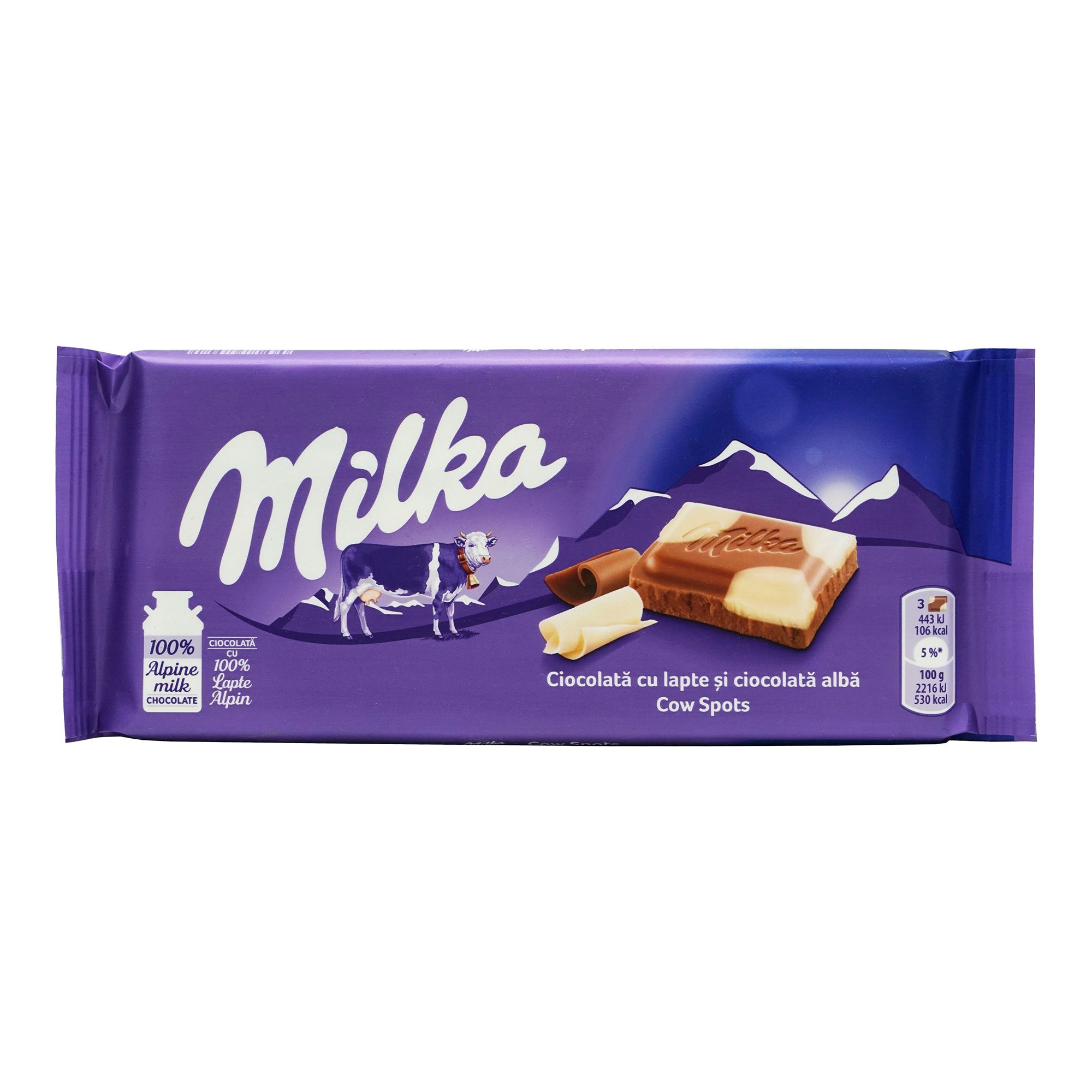Плитка Milka Счастливая корова молочный шоколад с белым шоколадом 100 г