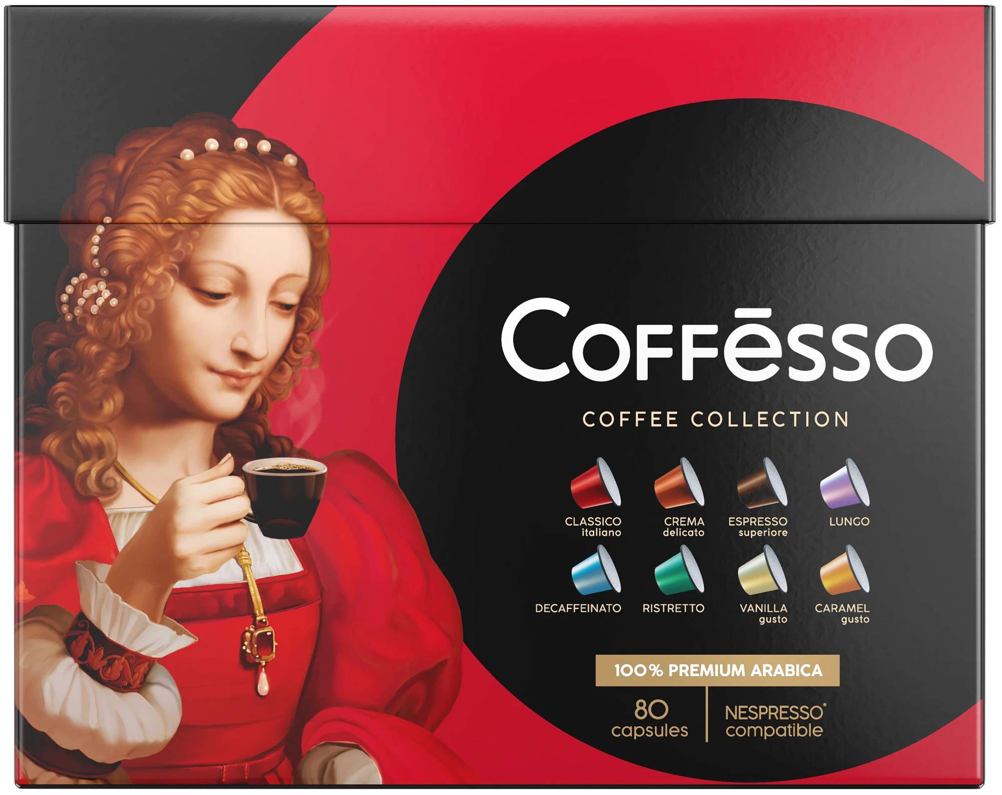 Купить кофе Coffesso Ассорти 80 капсул, 8 вкусов, цены на Мегамаркет | Артикул: 100046600694