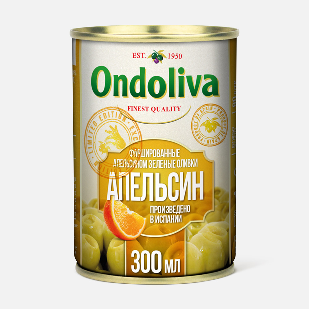 Купить оливки Ondoliva зелёные, фаршированные апельсином, 280 г, цены на Мегамаркет | Артикул: 100048309326