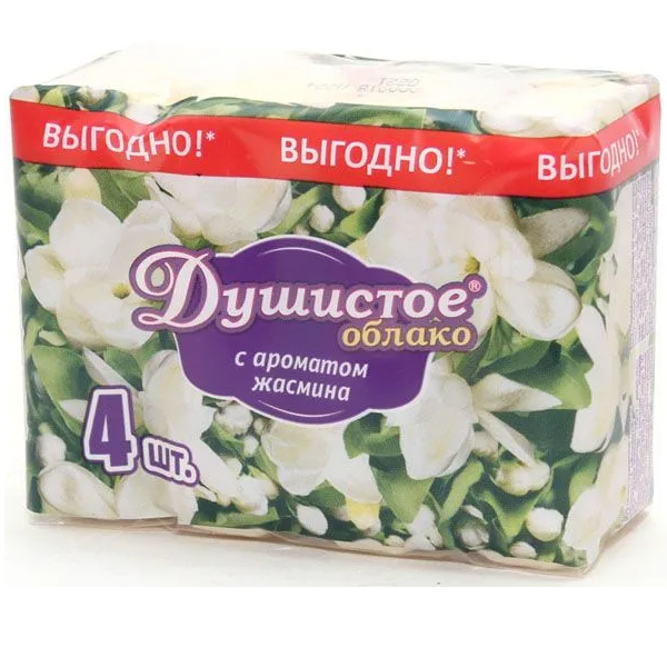 Мыло туалетное Душистое облако с ароматом жасмина, 4х70 г - купить в Мегамаркет Спб Шушары, цена на Мегамаркет