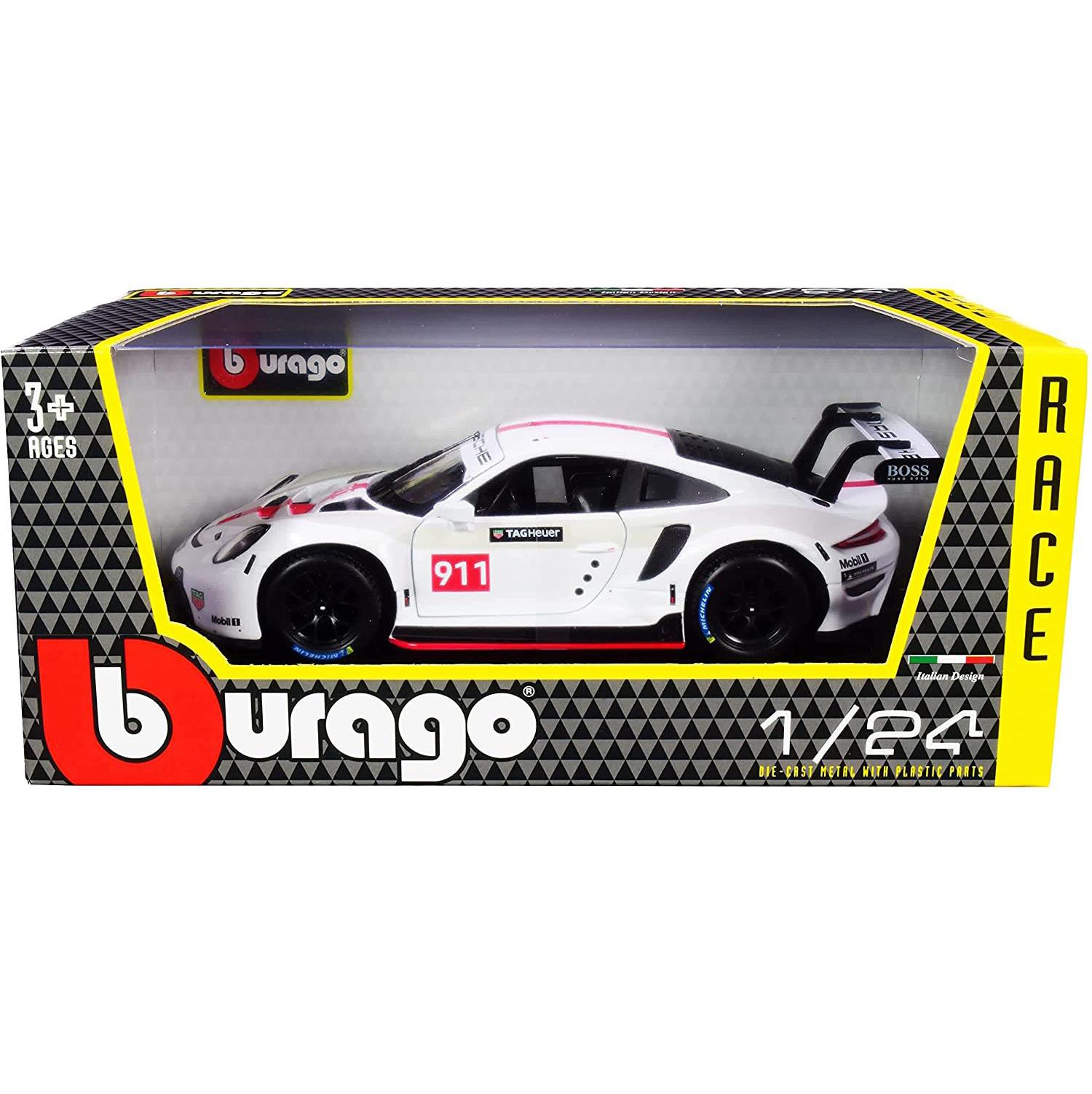 Купить коллекционная машинка Bburago Porsche 911 RSR GT 1:24,белая, цены на  Мегамаркет