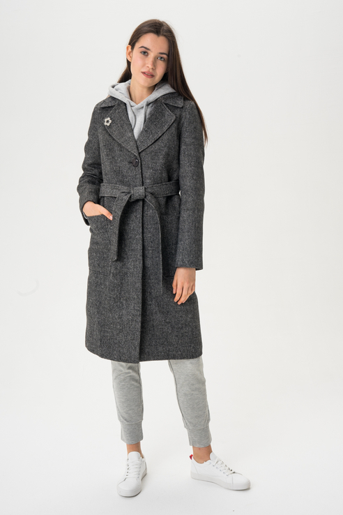 Пальто женское ElectraStyle 3-6040-317 серое 44 RU