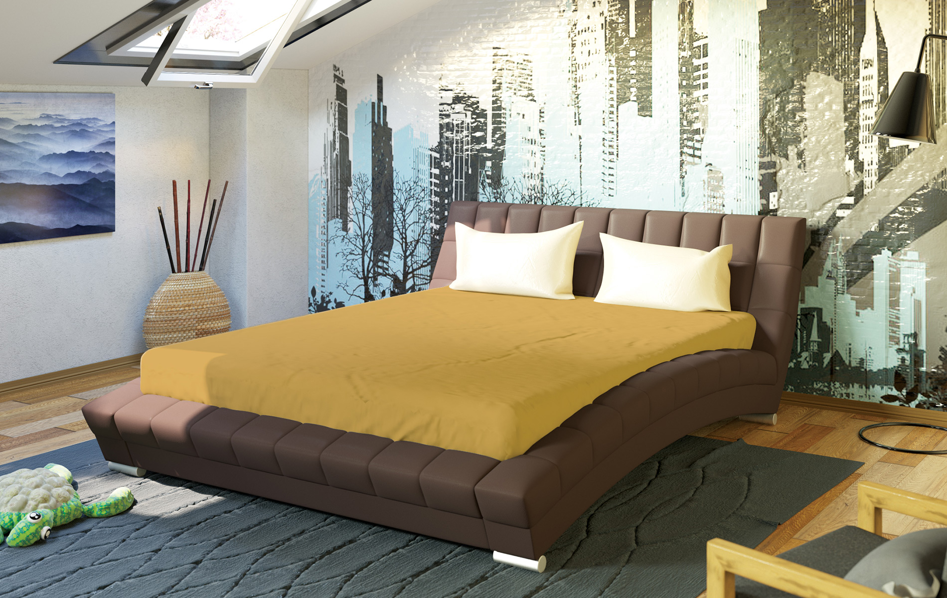 Кровать интерьерная Mobi Оливия 200х250х88 см, коричневый