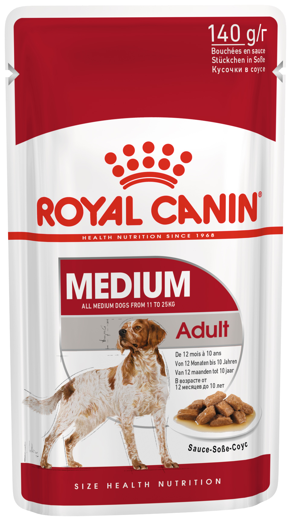 Влажный корм для собак ROYAL CANIN Medium Adult, для средних пород, мясо, 10шт по 140г