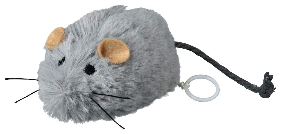 Заводная игрушка для кошек TRIXIE Мышь плюш, серый, 8 см