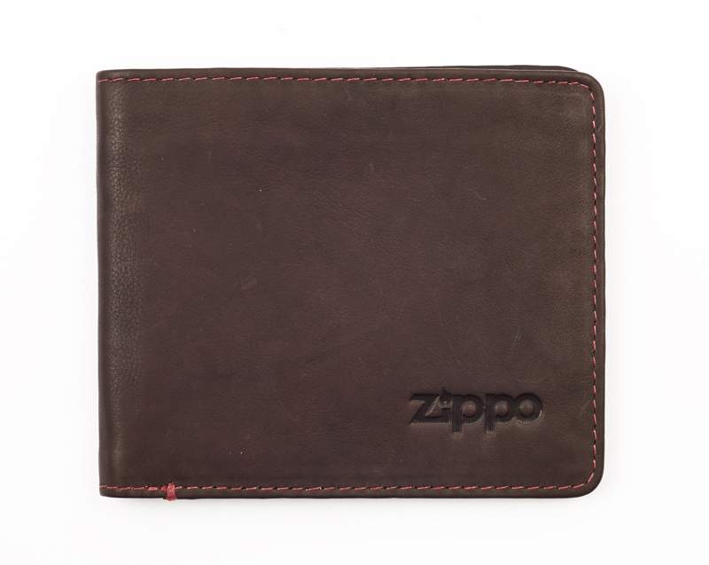 Портмоне Zippo, цвет коричневый, натуральная кожа, 11?1,5?10 см