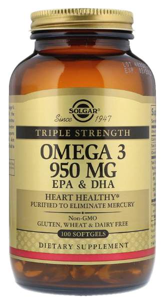 Omega-3 Solgar Epa&Dha Triple Strength 100 капс. - купить в NutriSave, цена на Мегамаркет