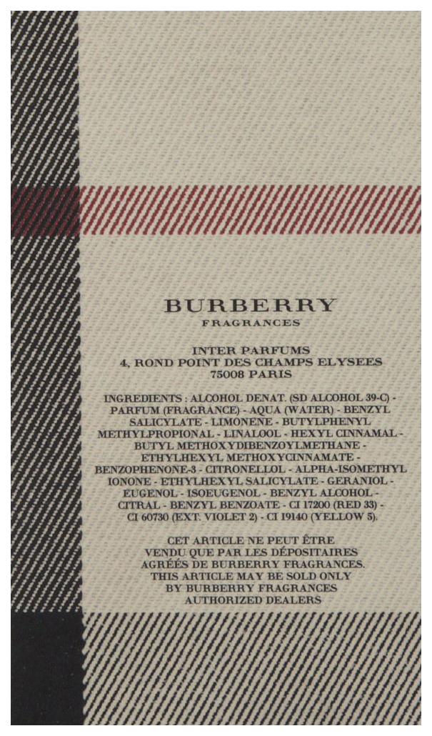 Burberry on sale london ingredients