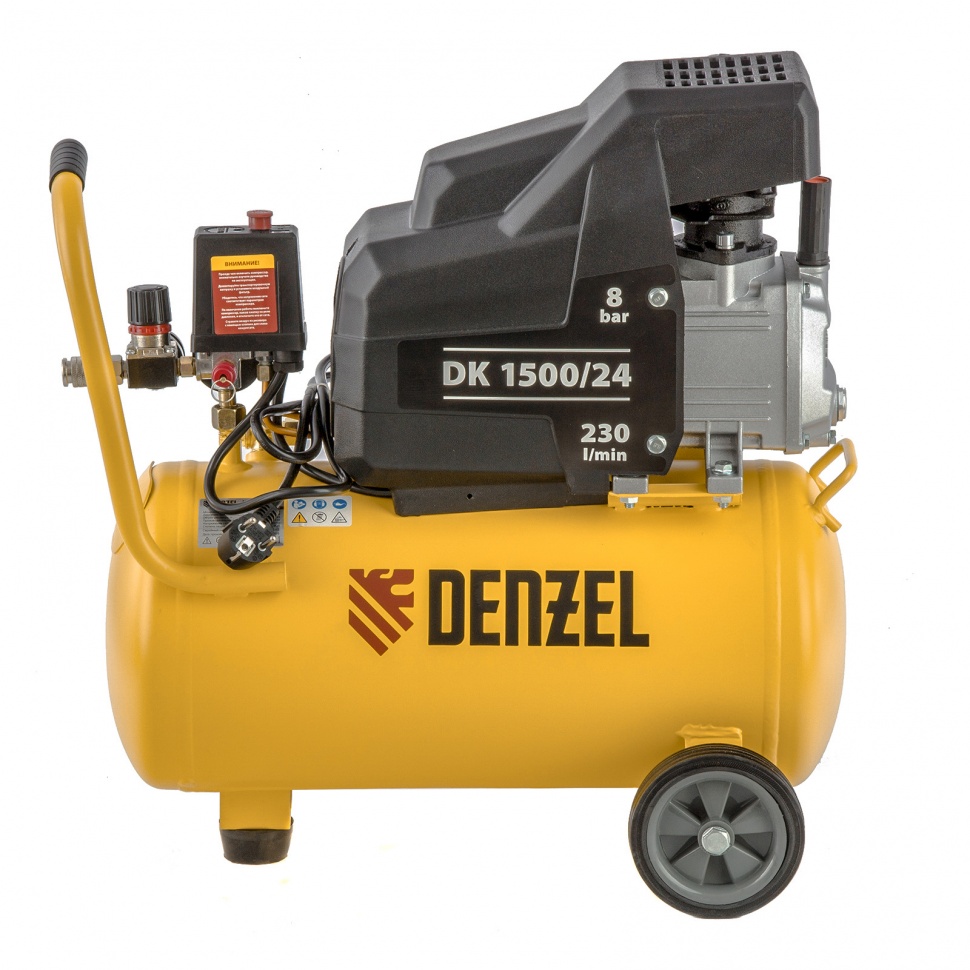 Поршневой компрессор DK1500/24, Х-PRO 1,5 кВт, 230 л/мин, 24 л Denzel