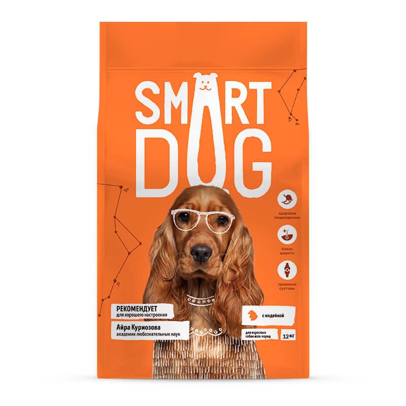 Купить сухой корм для собак Smart Dog, индейка, 12кг, цены на Мегамаркет | Артикул: 600006331193