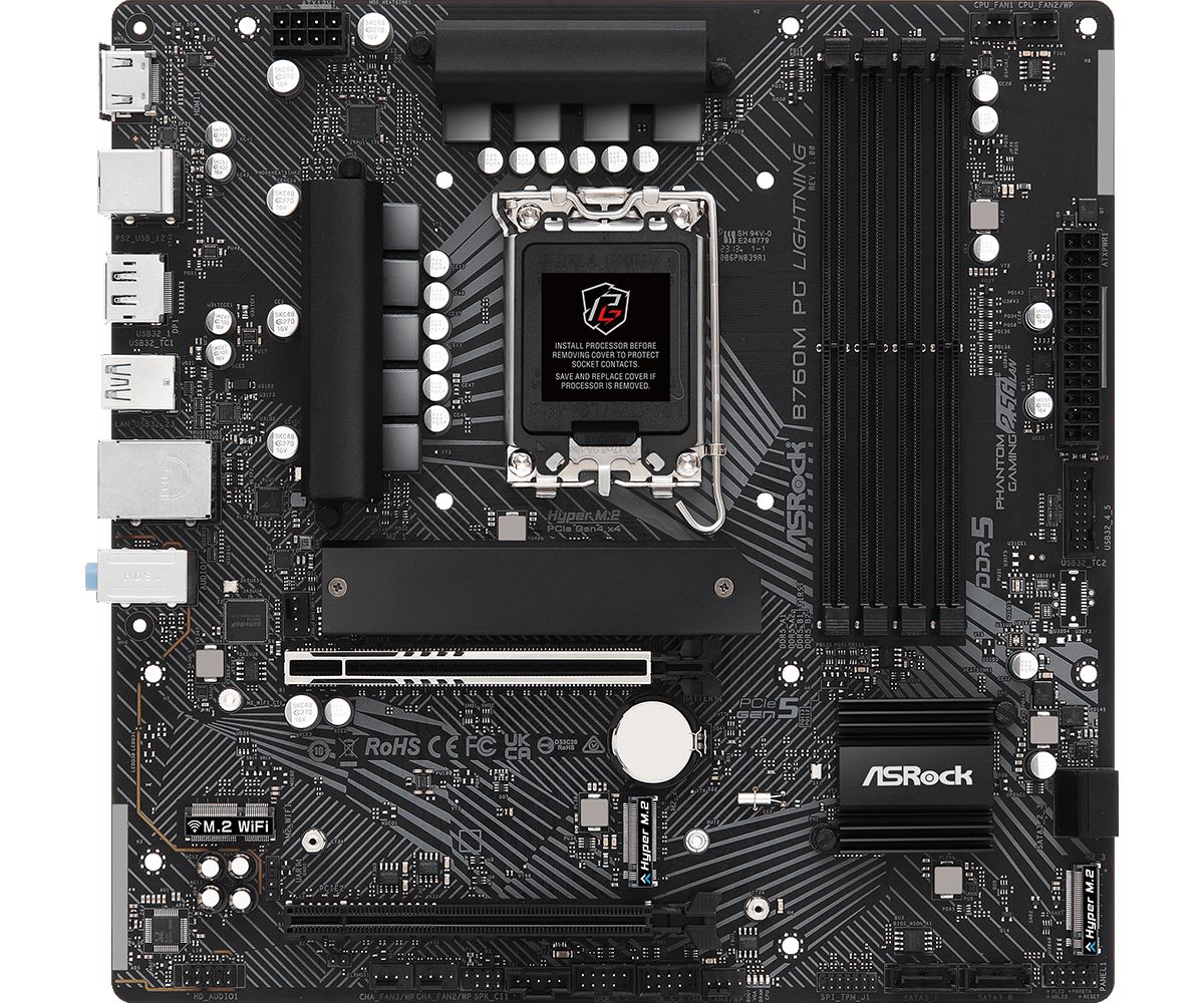 Плата материнская ASRock B760M PG LIGHTNING, купить в Москве, цены в интернет-магазинах на Мегамаркет