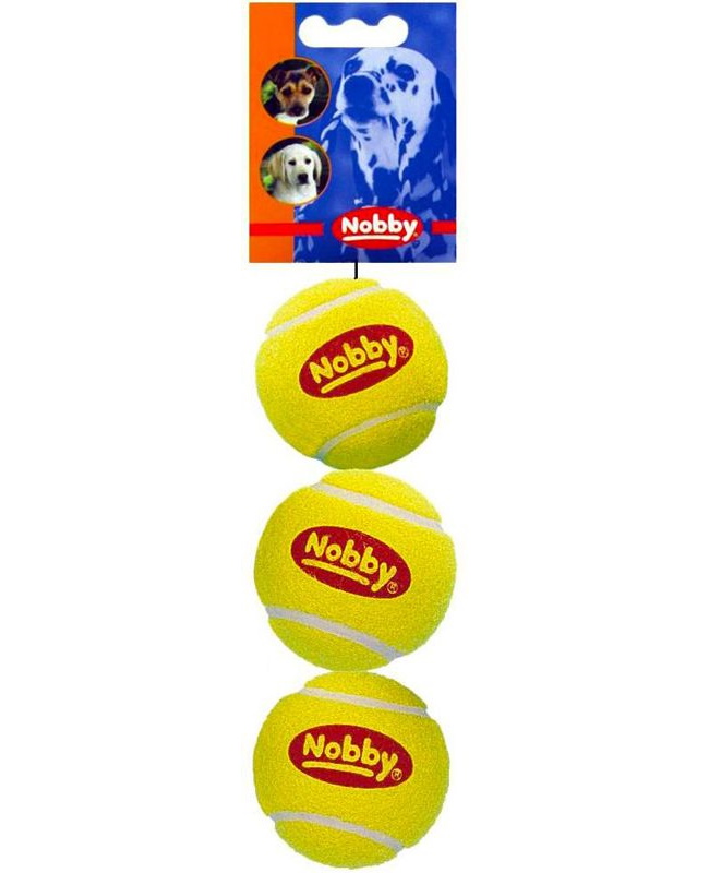 Апорт для собак Nobby Мяч теннисный, желтый, длина 6 см, 3 шт