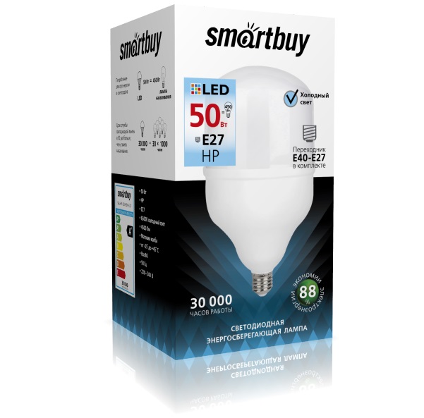 Светодиодная Лампочка SmartBuy SBL-HP-50-65K-E27