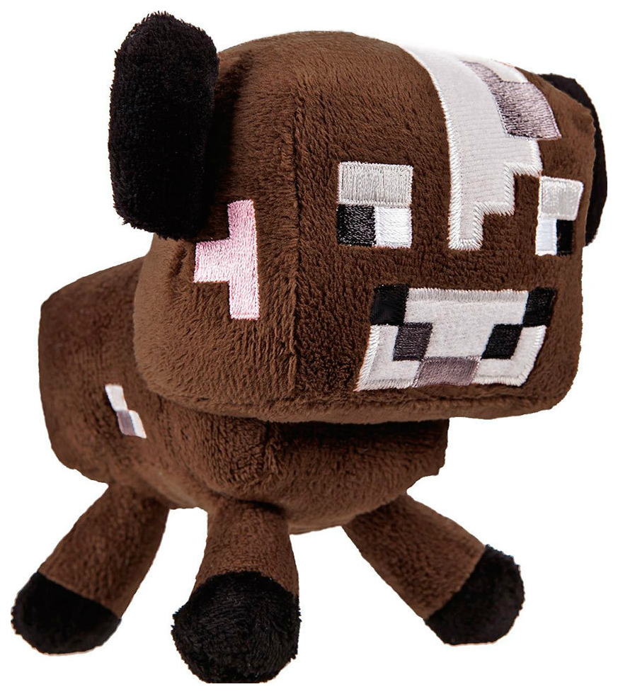 Мягкая игрушка Jazwares из плюша Детеныш коричневой грибной коровы Minecraft 18 см