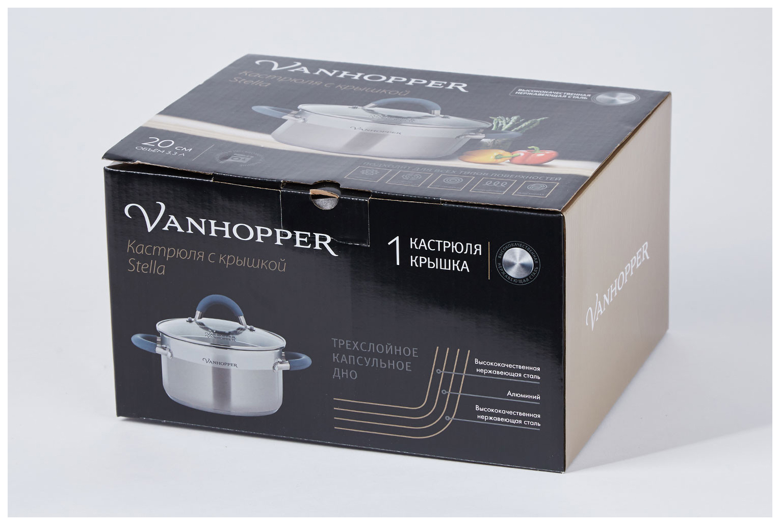 Кастрюля с крышкой 3,3 л VANHOPPER Stella