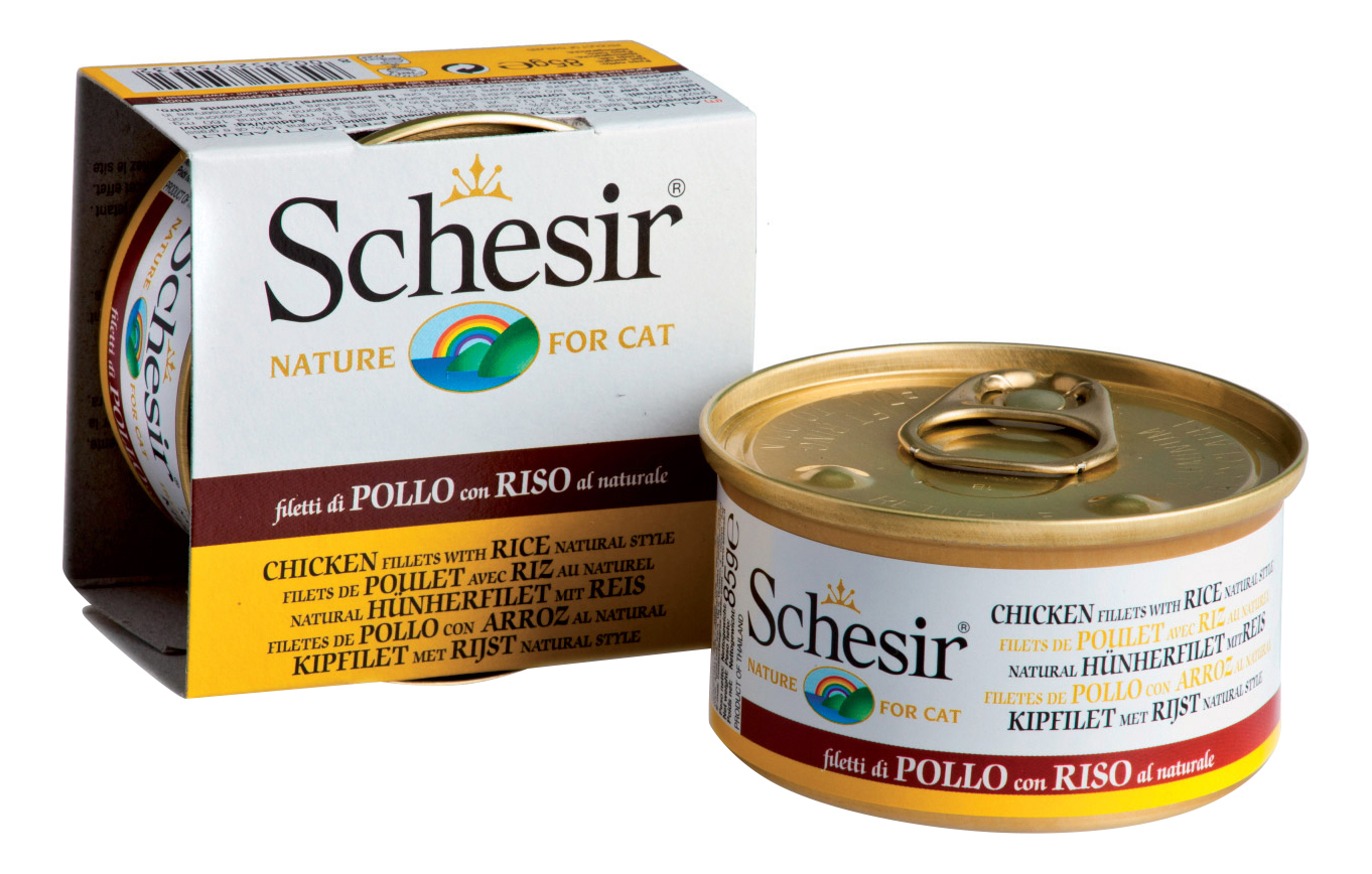 Консервы для кошек Schesir, рис, цыпленок, 14шт по 85г
