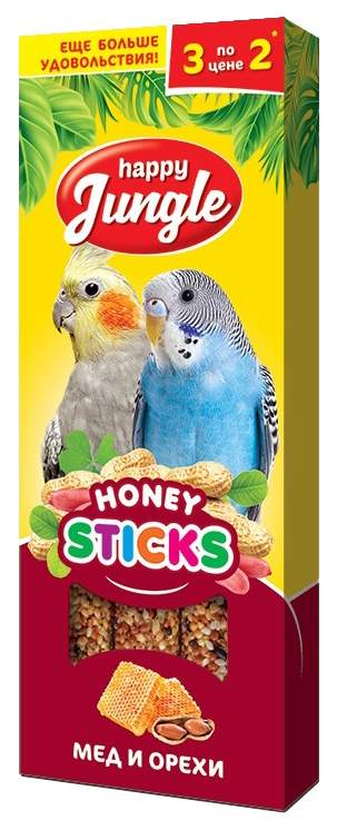Лакомство для попугаев Happy Jungle Мед и орехи, 50 г