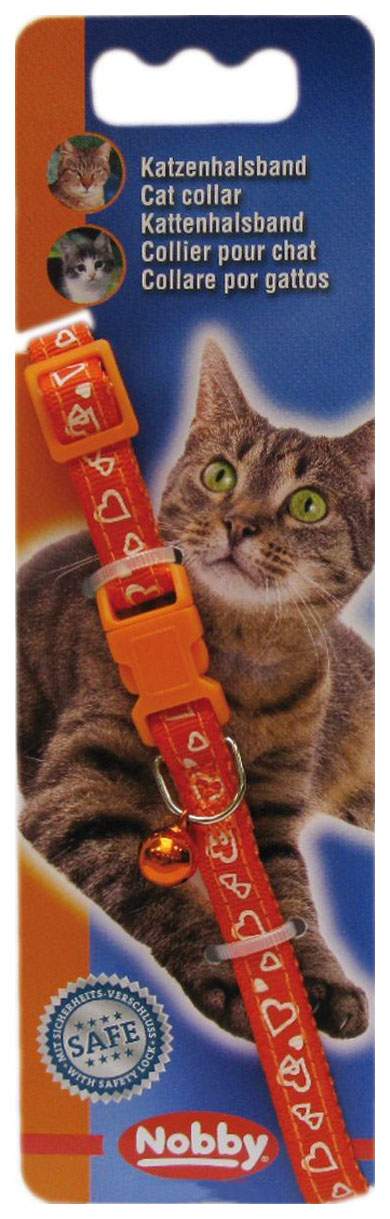 Ошейник для кошек Nobby СЕРДЕЧКИ полиэстер, оранжевый, 20-30 см
