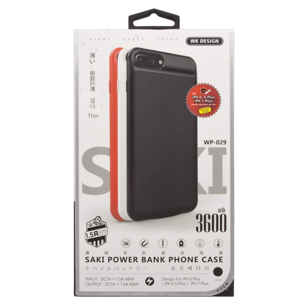 Чехол-аккумулятор WK SAKI 3600 mAh WP-029 для iPhone 8 Plus/7 Plus (Black)  – купить в Москве, цены в интернет-магазинах на Мегамаркет