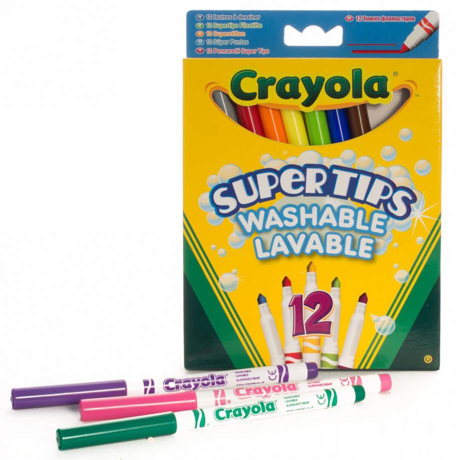 Crayola 12 тонких фломастеров супертипс ярких цветов №1
