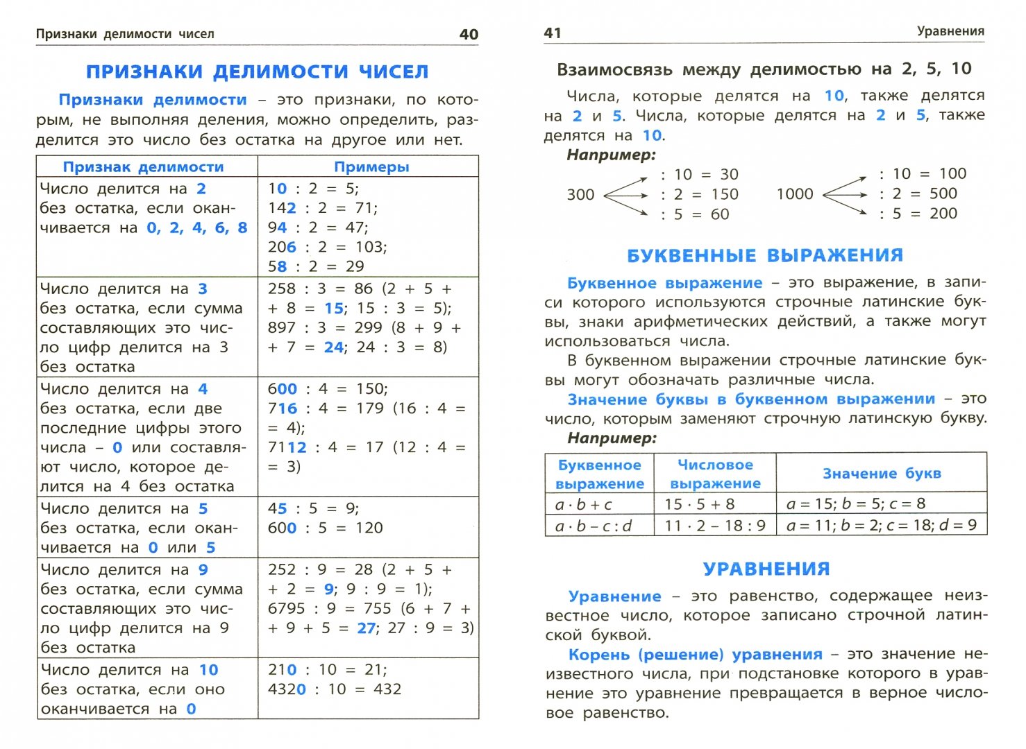 5 6 класс математика таблицы