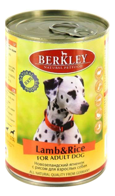 Консервы для собак Berkley, ягненок, рис, 400г