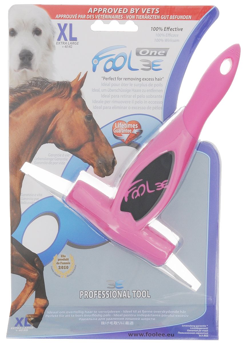 Дешеддер Foolee One XL для лошадей и для собак гигантских и крупных пород, розовый