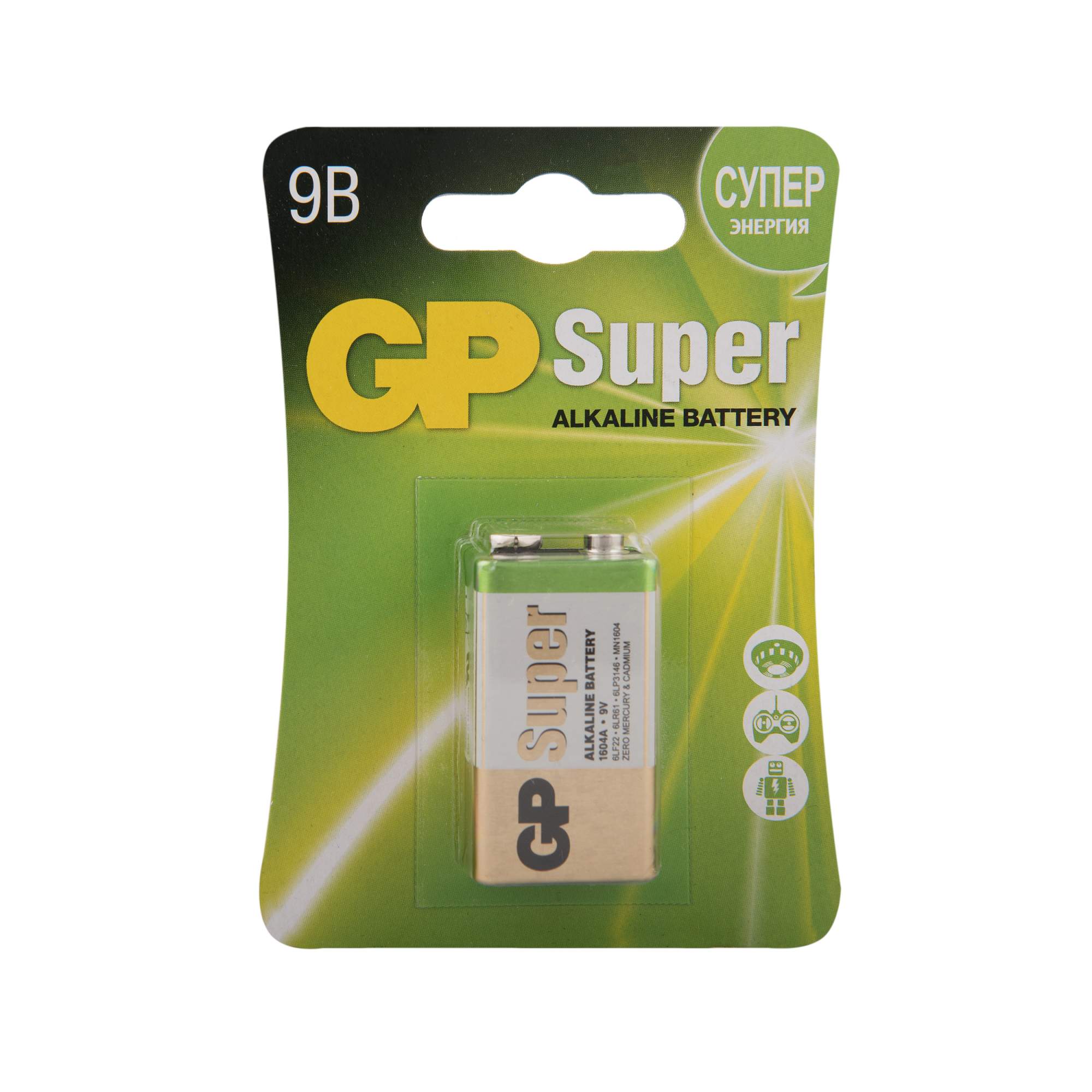 Батарейка GP Batteries Super алкалиновая, 9V, 1 шт - купить в Москве, цены на Мегамаркет | 100002124347