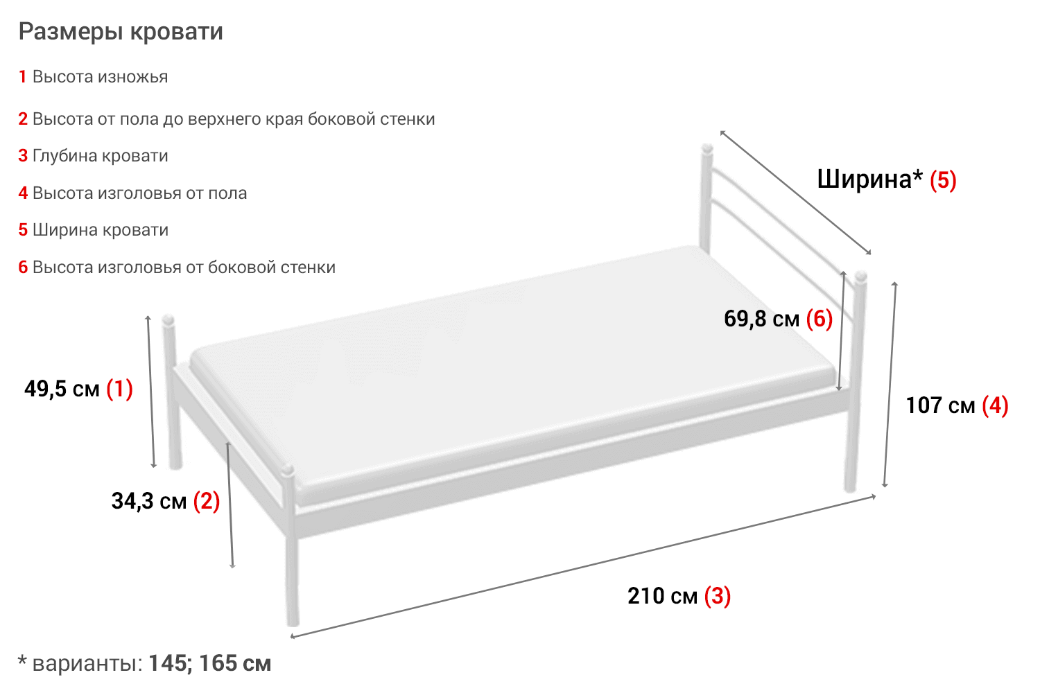 Стандартные размеры кроватей двуспальных в см таблица - фото