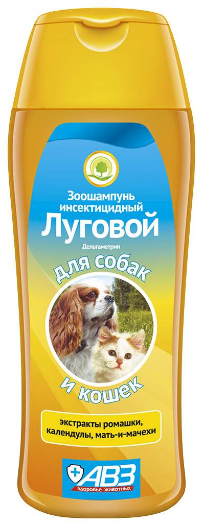 Купить шампунь для кошек и собак АВЗ Луговой инсектицидный, дельтаметрин, 270 мл, цены на Мегамаркет | Артикул: 100024217048