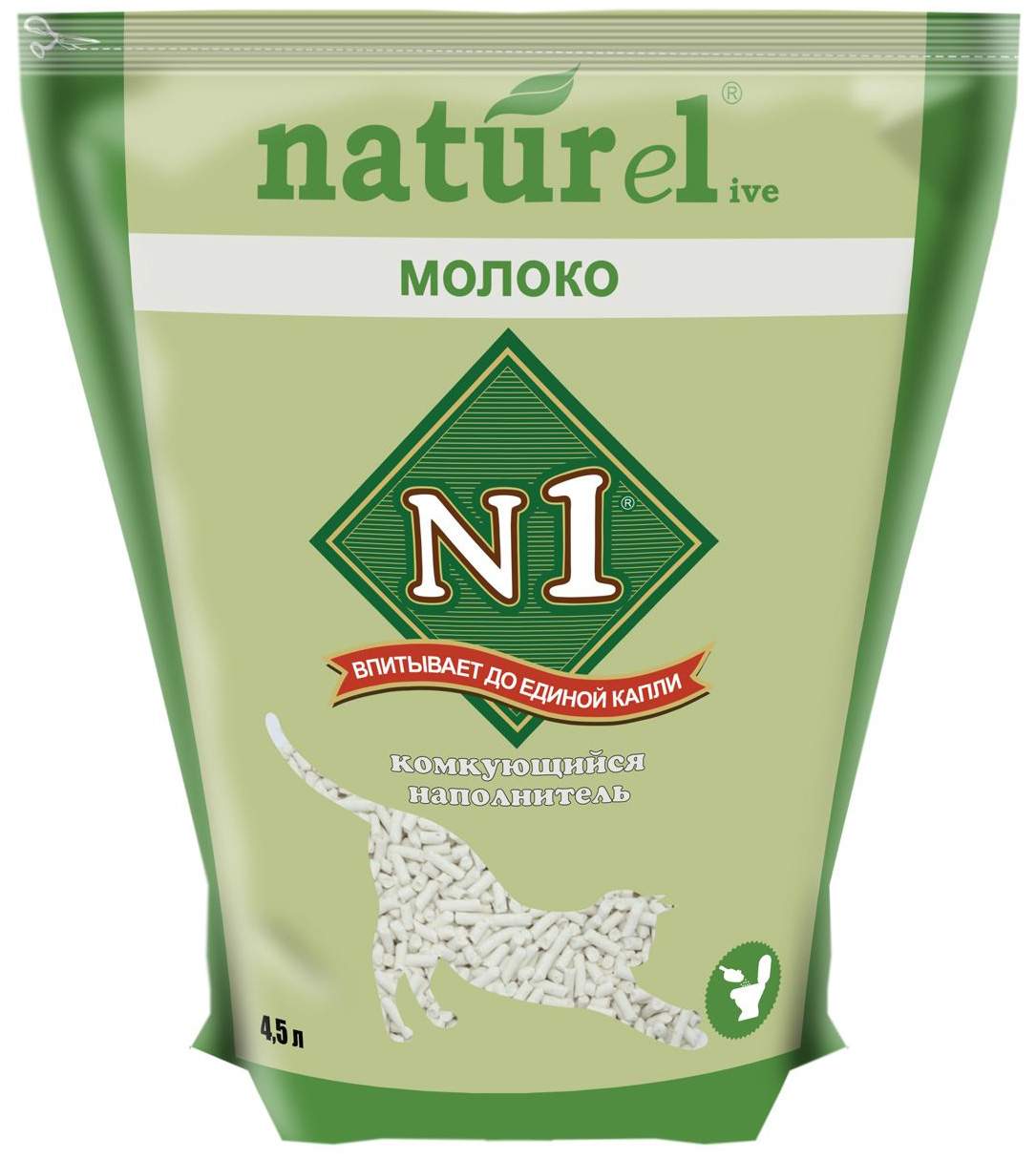 Комкующийся наполнитель №1 Naturel древесный, 1.8 кг, 4.5 л