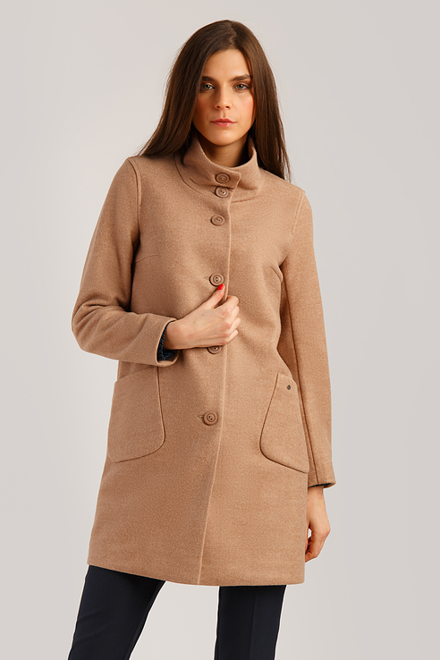 Пальто женское Finn Flare B19-12004 коричневое M
