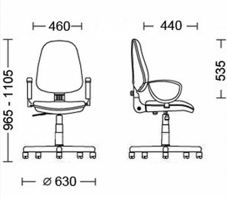 Габариты офисного стула
