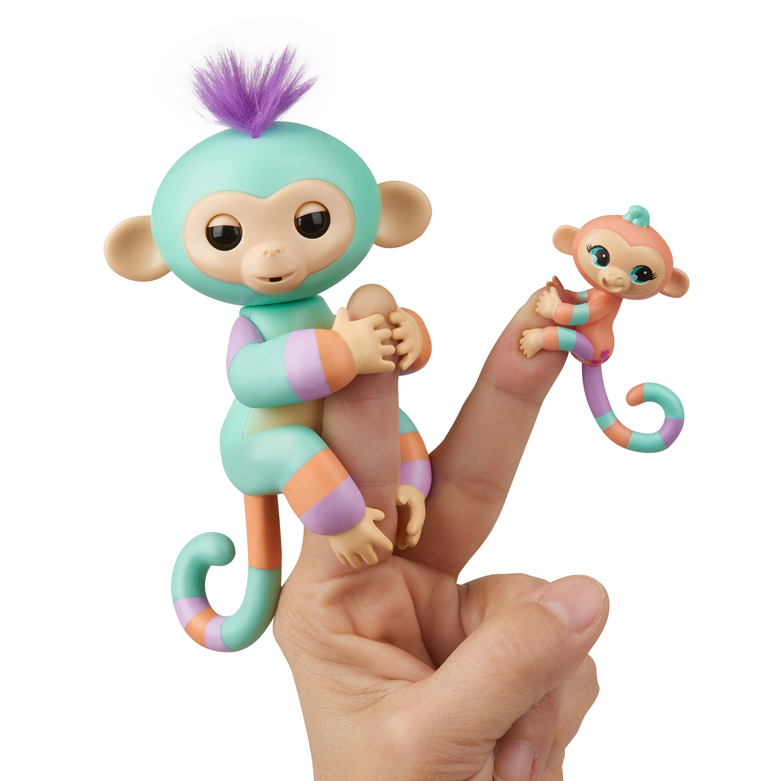 Интерактивная игрушка Fingerlings Обезьянка Денни с малышом, 12 см, 40 дейс.  и зв.! 3544 – купить в Москве, цены в интернет-магазинах на Мегамаркет