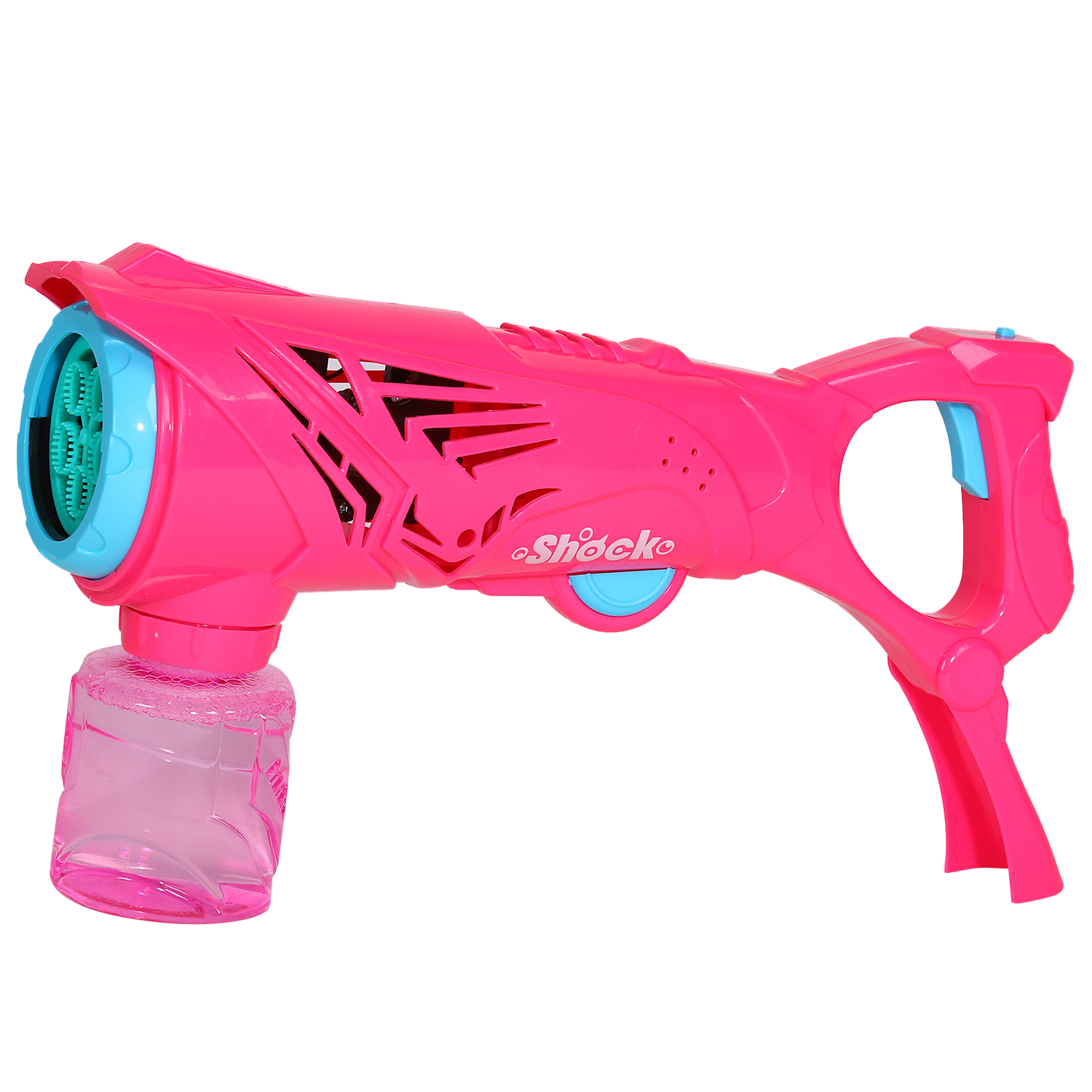 Пистолет с мыльными пузырями розовый на бат. + мыльный раствор 150мл JB2700115