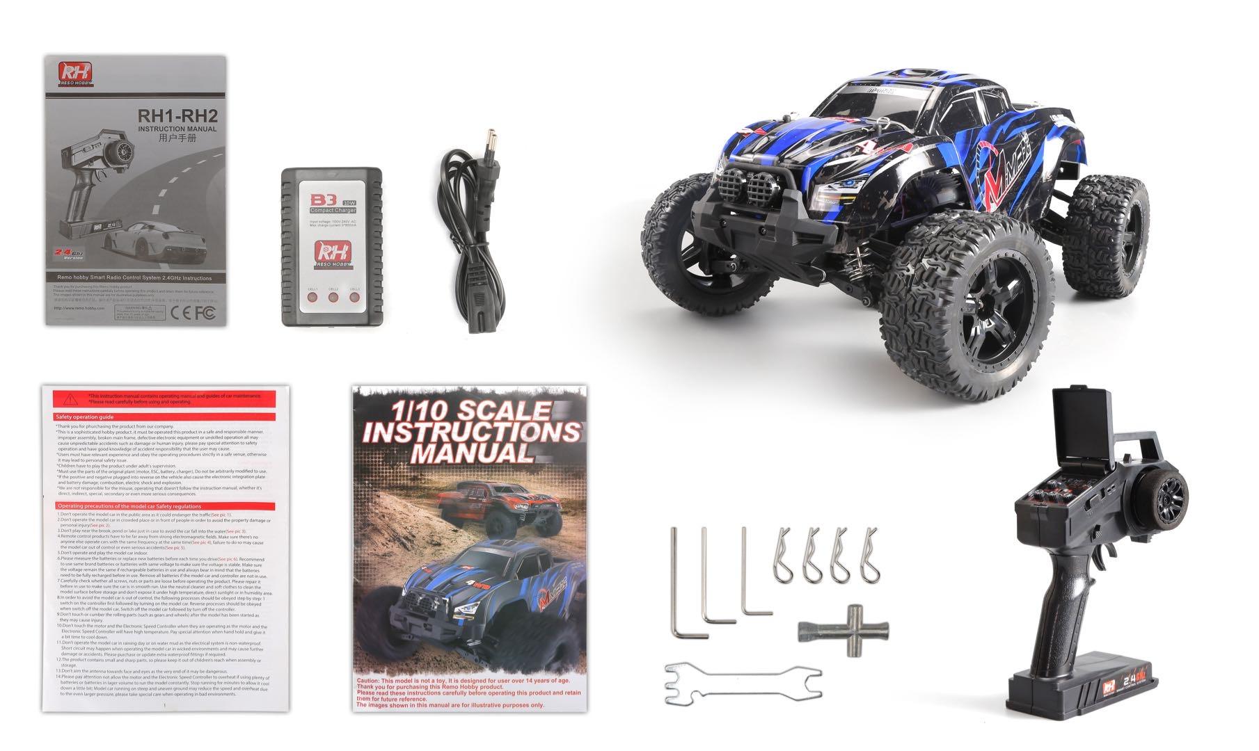 Радиоуправляемый монстр Remo Hobby RH1031PRO 4WD RTR, масштаб 1:10, 2.4G,  RH1031PRO-BLUE - купить в Somebox, цена на Мегамаркет