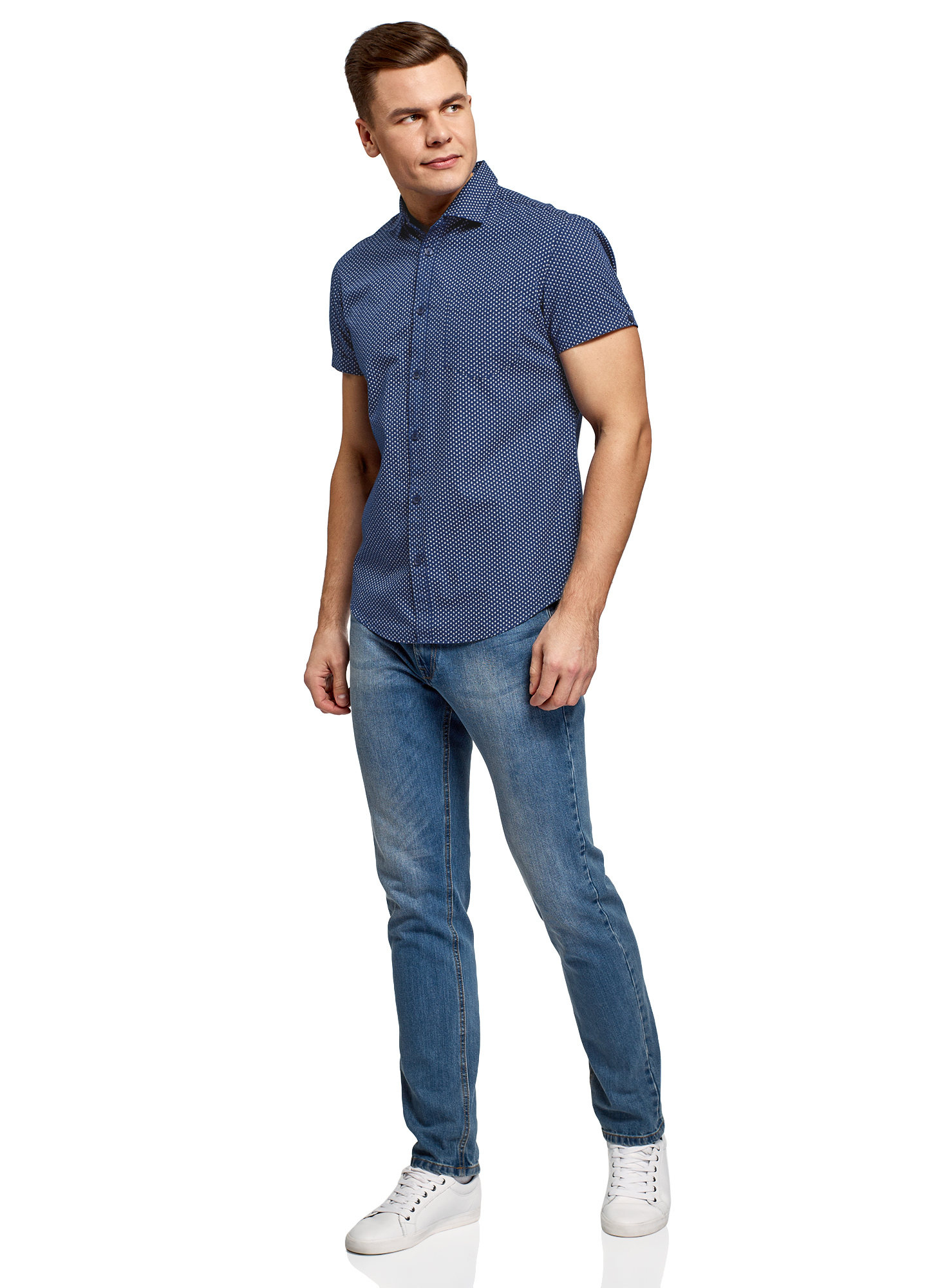 Рубашка мужская oodji 3L410155M синяя S