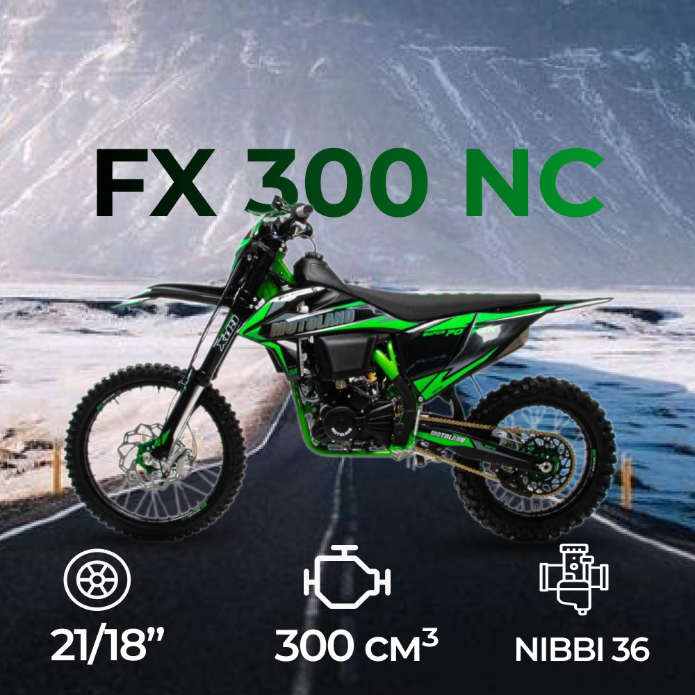 Мотоцикл Кросс Motoland FX 300 NC (ZS 182MN) зеленый - купить в BIKE4YOU.RU, цена на Мегамаркет