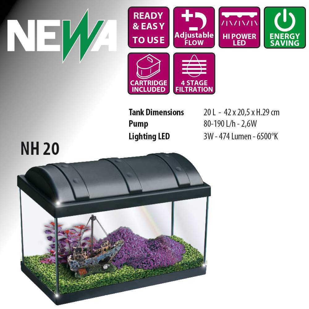 Аквариум для рыб и растений Newa Hobby NH20, черный, 20 л
