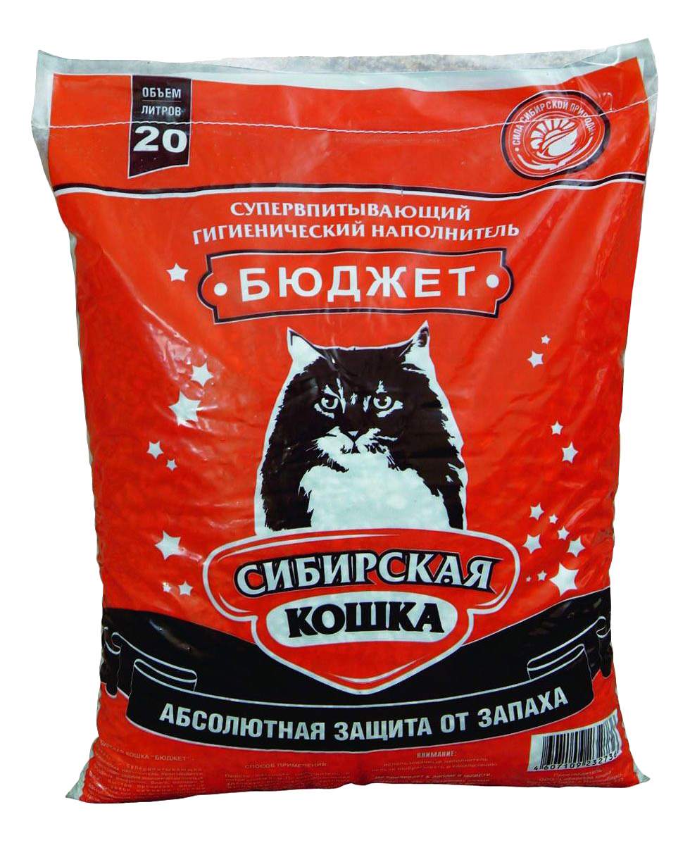 Впитывающий наполнитель Сибирская кошка Бюджет бентонитовый, 20 л